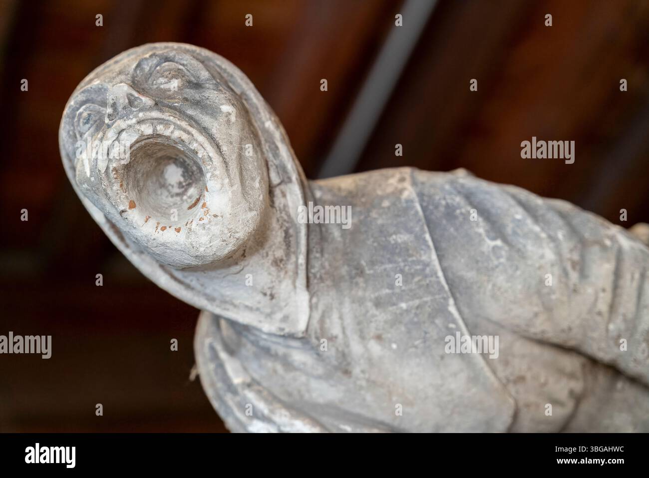 L'antica statua in gargoyle mostra secoli di erosione mantenendo il carattere scultoreo gotico del castello di Blois. Foto Stock