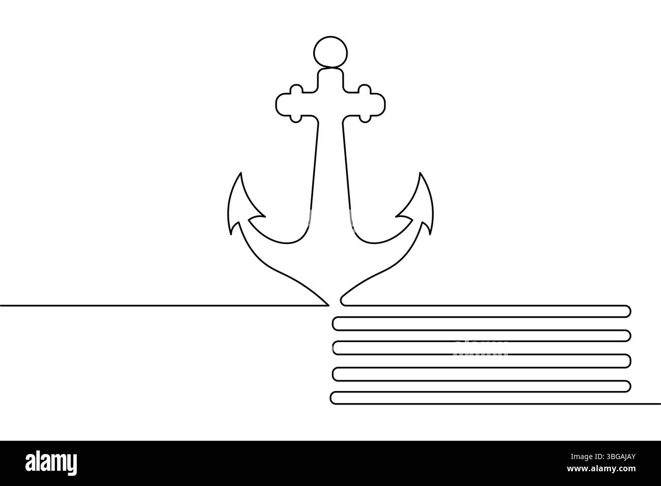 Spedire l'ancoraggio continuo di una linea e illustrazione vettoriale minimalista Illustrazione Vettoriale