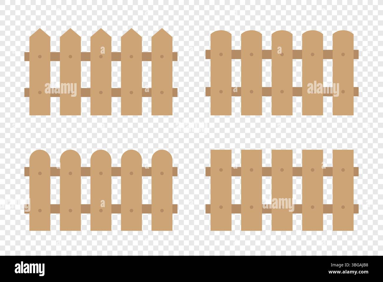Icone di recinzione plank impostate su sfondo trasparente Illustrazione Vettoriale