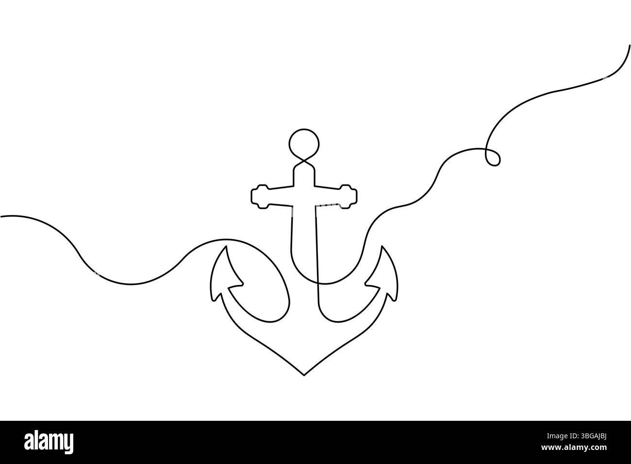 Spedire l'ancoraggio continuo di una linea e illustrazione vettoriale minimalista Illustrazione Vettoriale