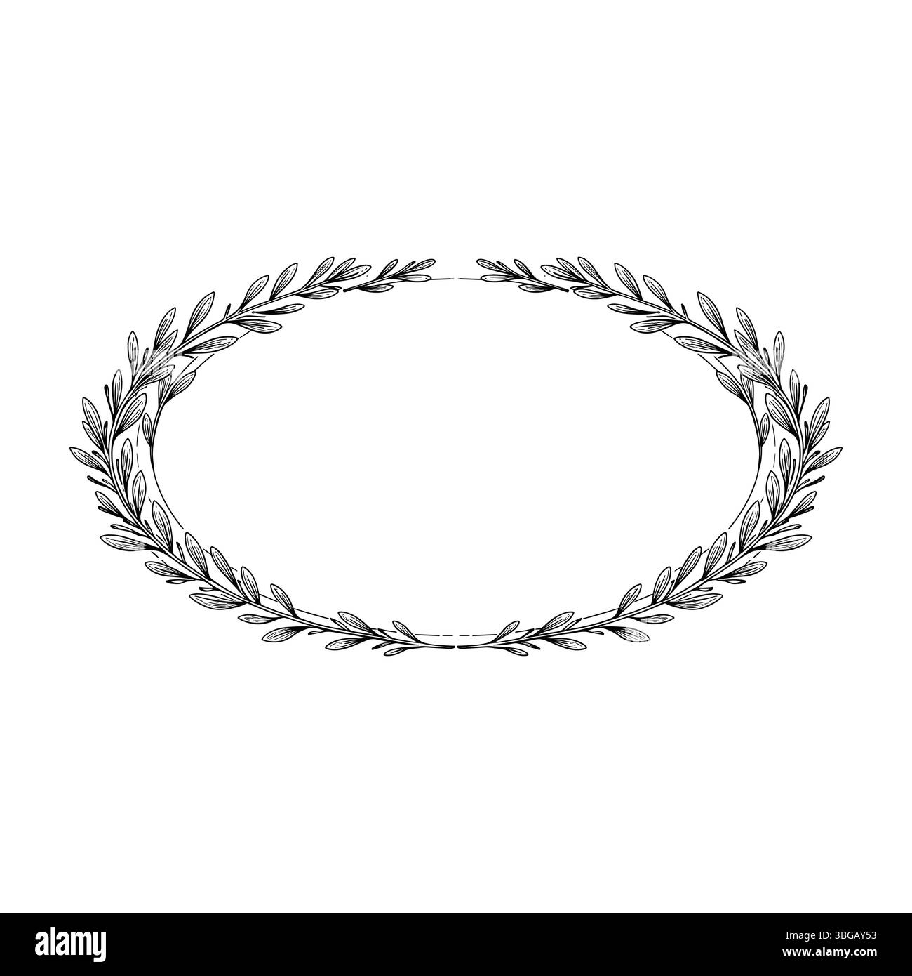 Montature floreali con silhouette di rami, foglie e fiori. Eleganti e delicati bordi botanici e corone disegnate a mano. Elementi isolati vettoriali per Illustrazione Vettoriale