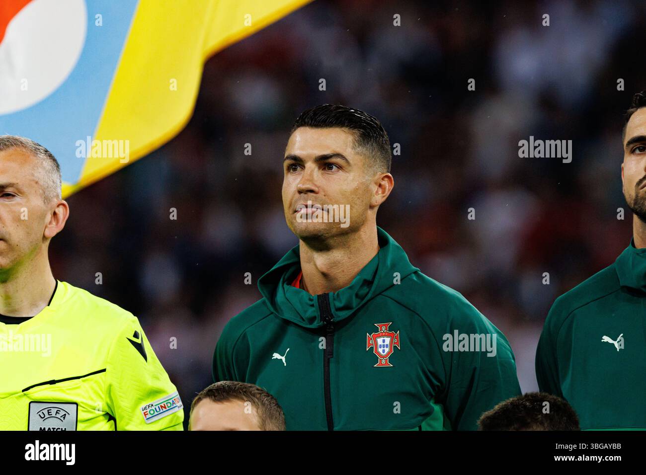 Monaco, Germania. 4 giugno 2025. Cristiano Ronaldo visto durante l'allenamento ufficiale prima della semifinale della UEFA Nations League 2025 tra le squadre nazionali di Germania e Portogallo (Maciej Rogowski) credito: Maciej Rogowski/Alamy Live News Foto Stock