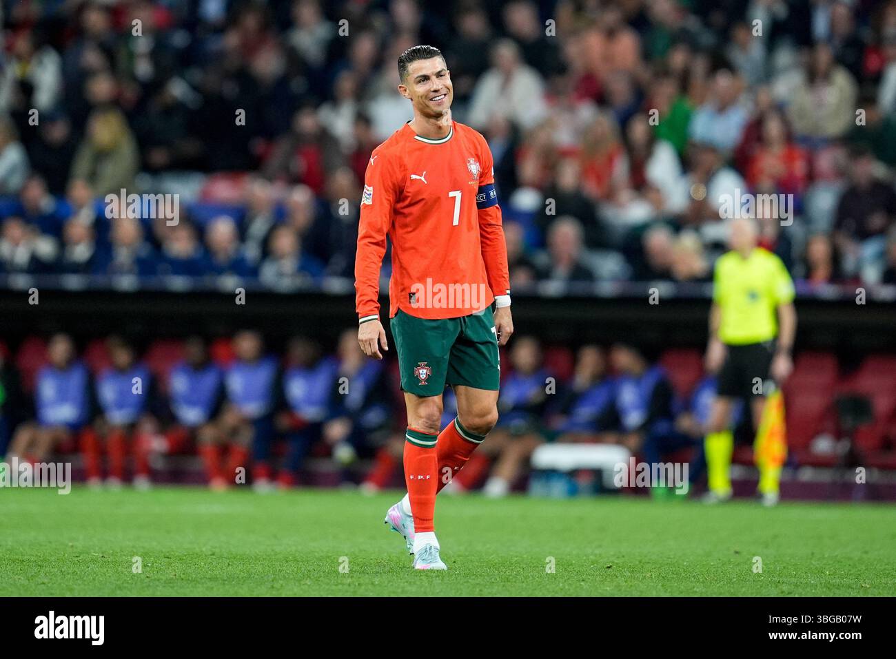 Monaco, Germania. 4 giugno 2025. Cristiano Ronaldo (Portogallo) sembra squalificato durante la semifinale di UEFA Nations League tra Germania e Portogallo all'Allianz Arena di Monaco di Baviera Germania il 4 giugno 2025. Credito: Foto Goal Pix/Alamy Live News Foto Stock