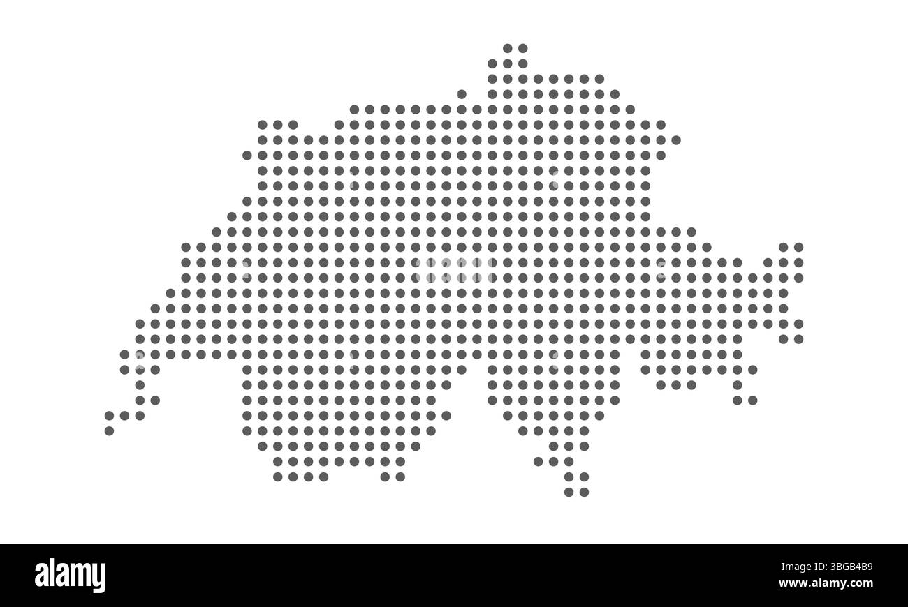 Mappa vettoriale tratteggiata della Svizzera isolata su sfondo bianco, facile da modificare. Illustrazione Vettoriale