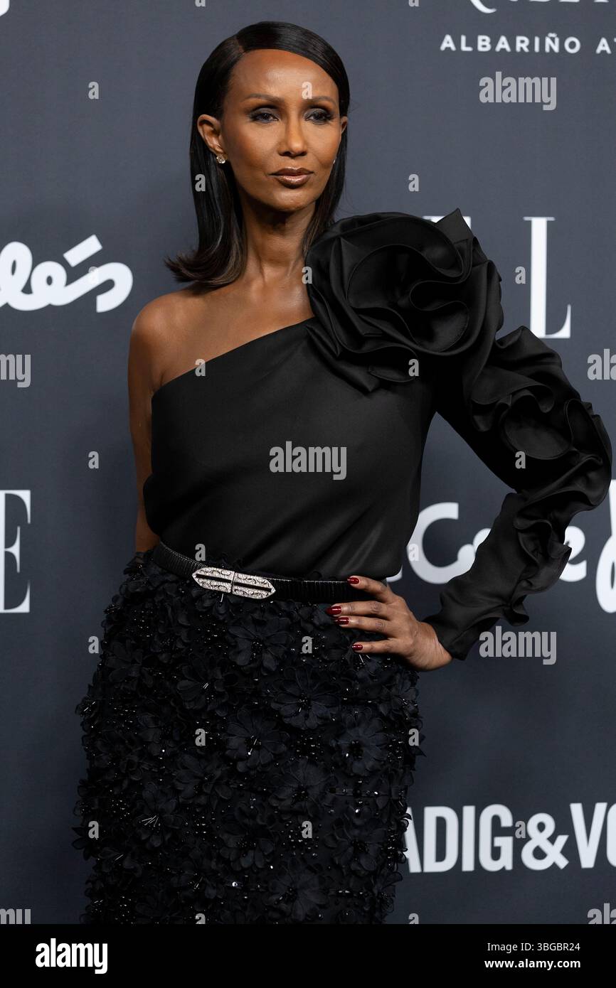 Zara Mohamed Abdulmajid, alias Iman, ha partecipato a "The ELLE Style Awards 2025" Photocall al Royal Theater il 4 giugno 2025 a Madrid, Spagna. Foto Stock