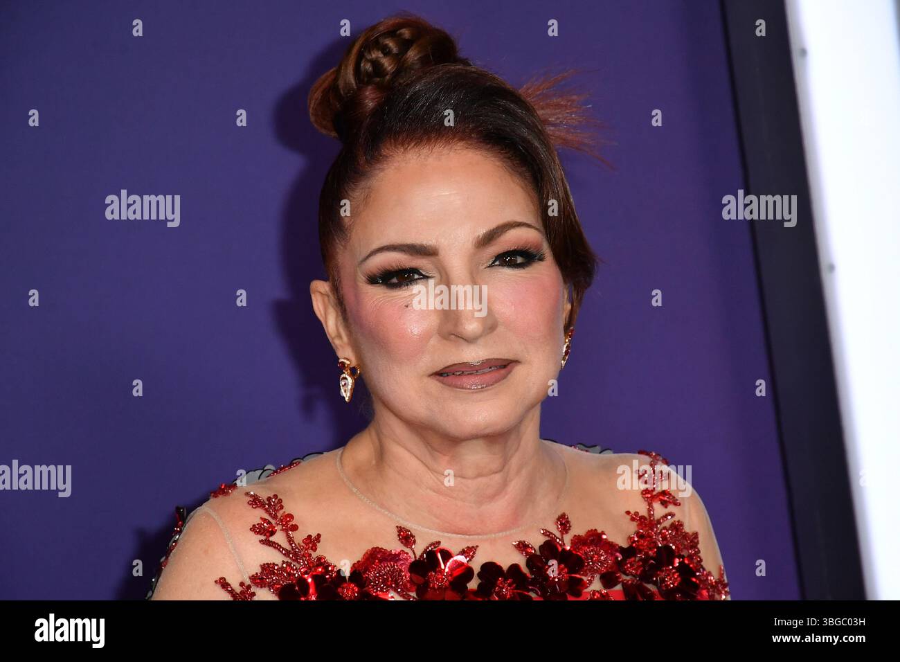 Gloria Estefan partecipa agli American Music Awards 2025 a Fontainebleau. Foto Stock