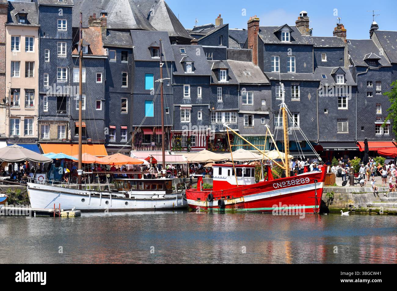Il vecchio porto di Honfleur, un famoso porto della città normanna di Honfleur. Foto Stock