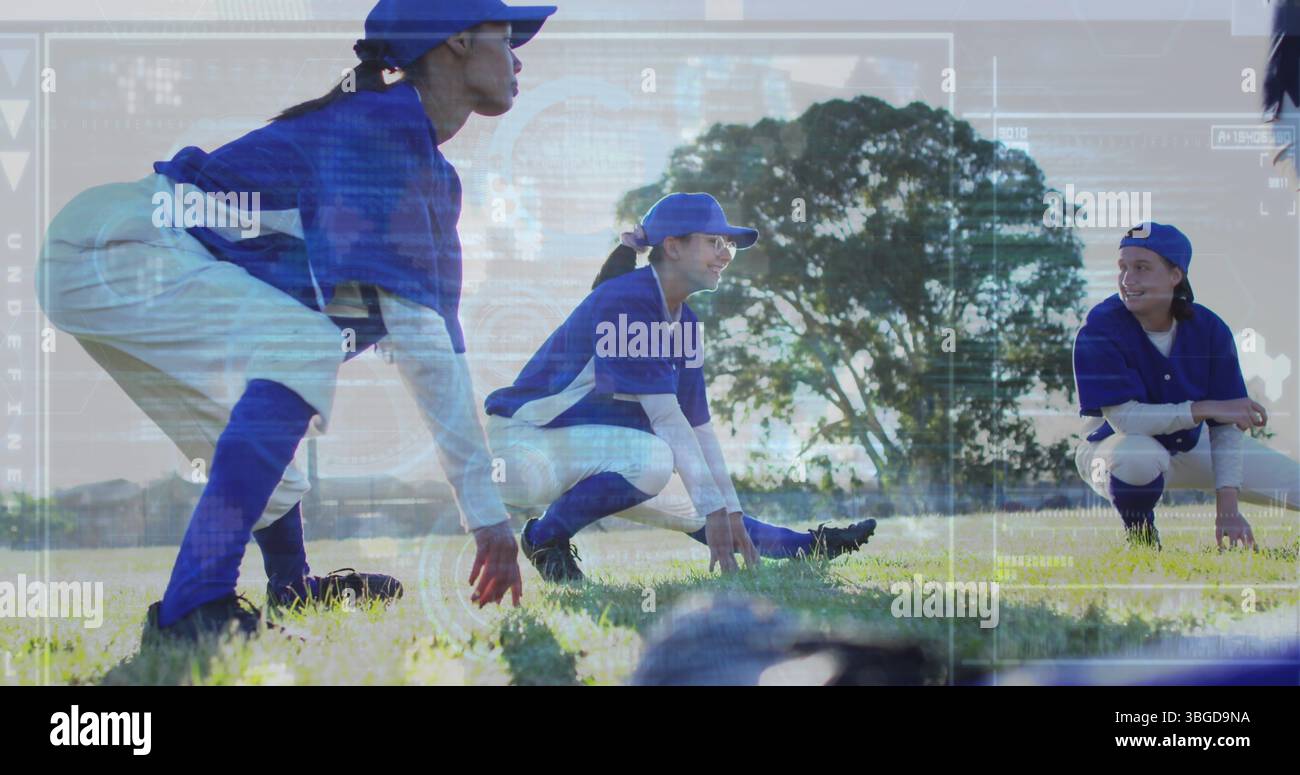 Immagine dell'elaborazione dei dati su diverse giocatrici di rugby Foto Stock