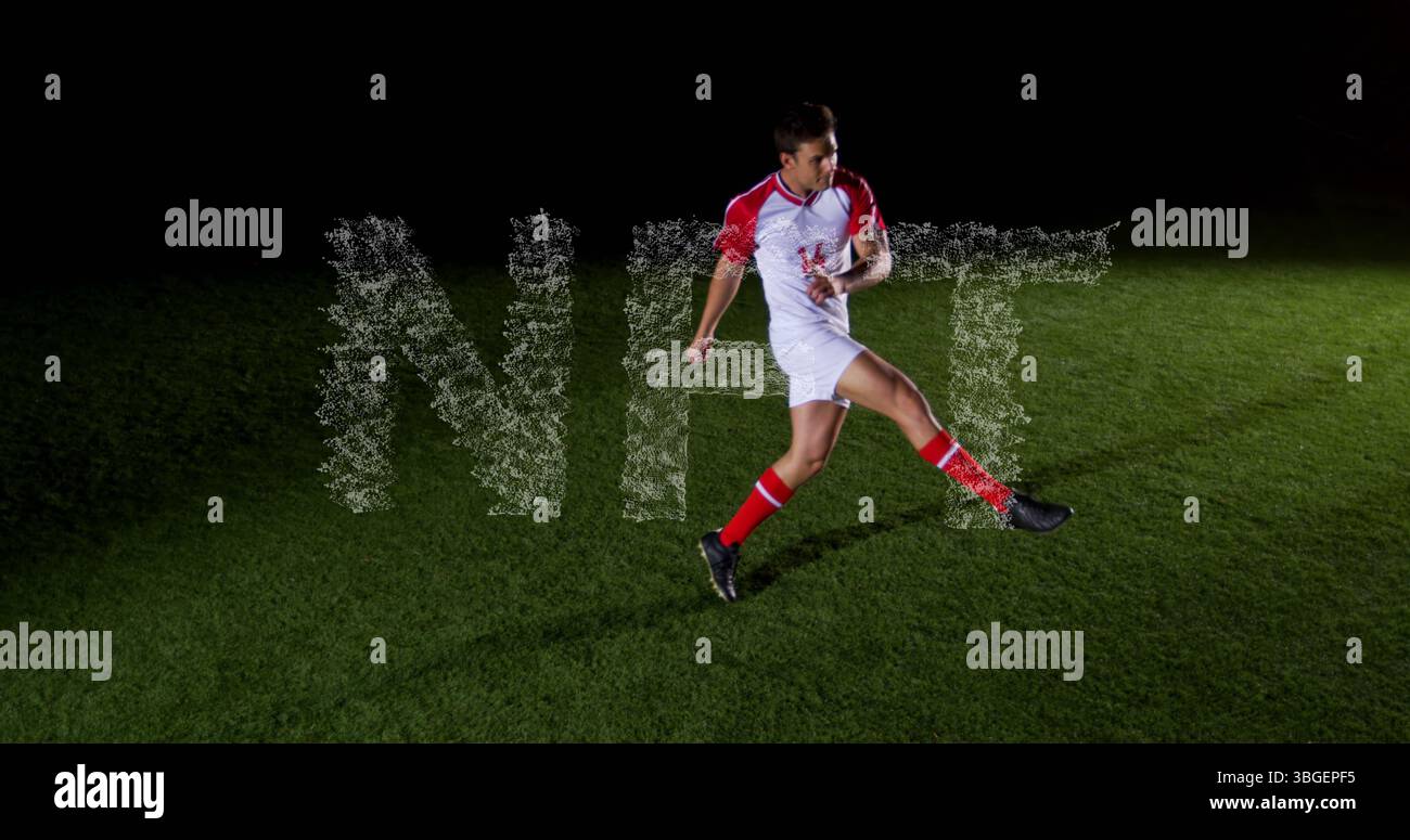 Immagine dell'elaborazione dei dati sui giocatori di calcio Foto Stock