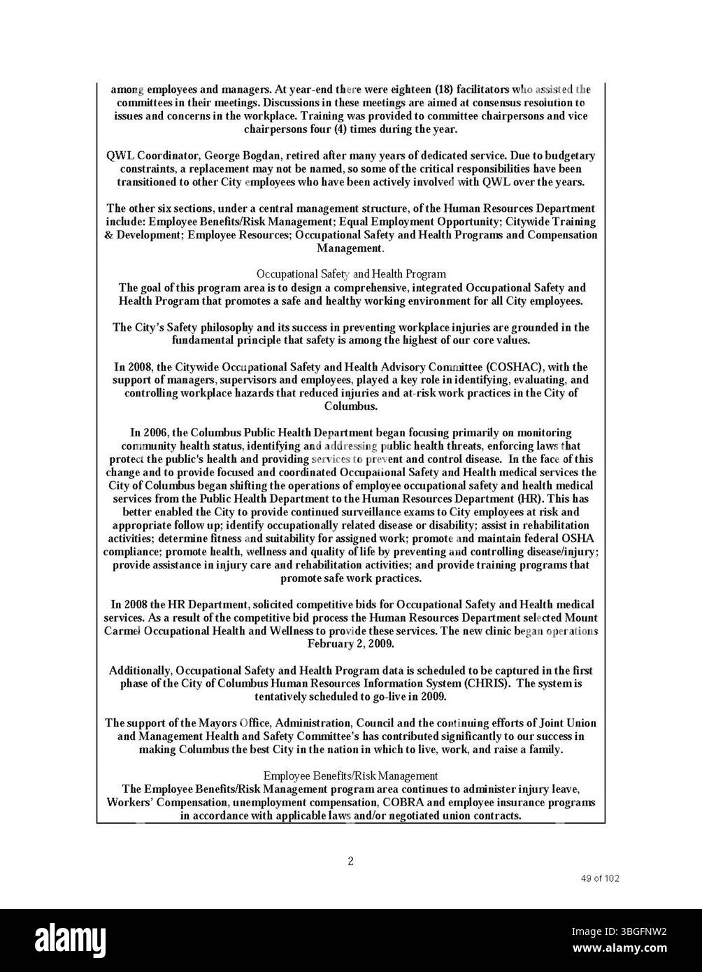 Il rapporto annuale della città di Columbus del 2008 descrive in dettaglio le entrate e le spese della città, fornendo relazioni finanziarie dal City Clerk, dal City Treasurer e dal Committee of Ways and Means in materia fiscale. Foto Stock