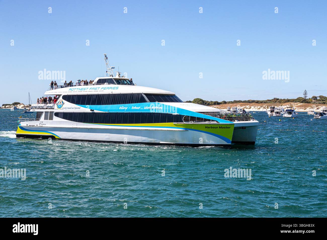 Rottnest Fast Ferries Harbour Master a Thomson Bay, Rottnest Island, (Wadjemup) Western Australia, WA, Australia. Foto Stock