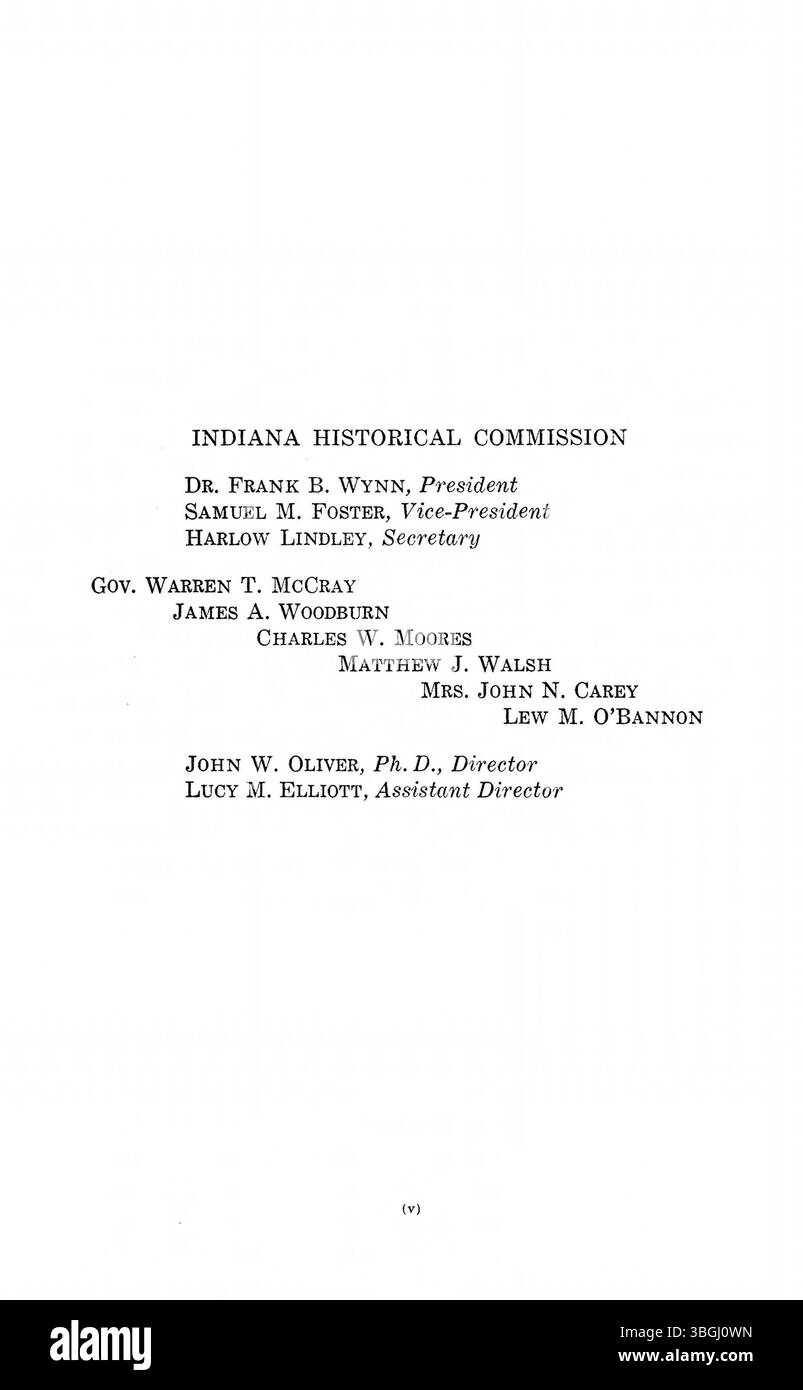 Un'edizione in due volumi del 1922 che documenta la corrispondenza ufficiale e le comunicazioni di William Henry Harrison durante il suo periodo come governatore dell'Indiana, che copre il 1800-1816, e include anche documenti dei governatori John Gibson e Thomas Posey. Foto Stock