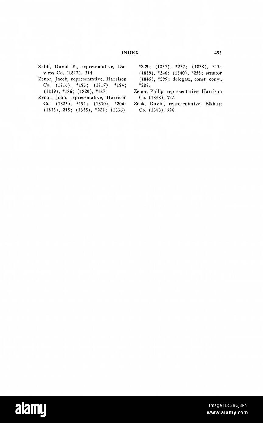 Questa pagina del documento di ritorno delle elezioni dell'Indiana del 1816-1851 fornisce ulteriori risultati elettorali per le elezioni statali e locali durante i primi anni della costituzione statale dell'Indiana. Foto Stock