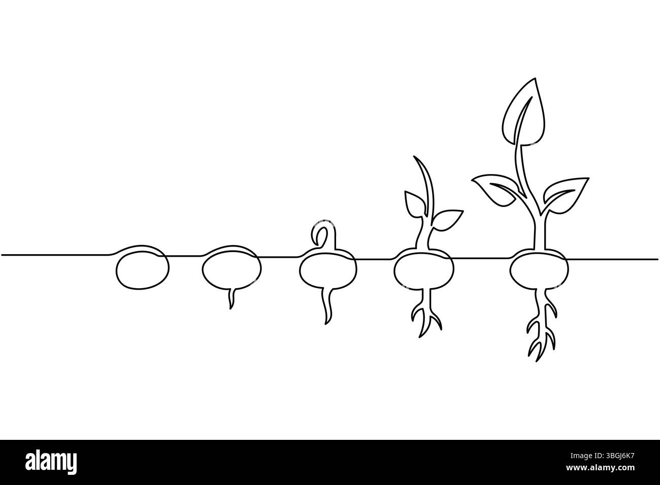 Icona di crescita delle piante a una linea illustrazione di stile lineare e vettore minimalista Illustrazione Vettoriale