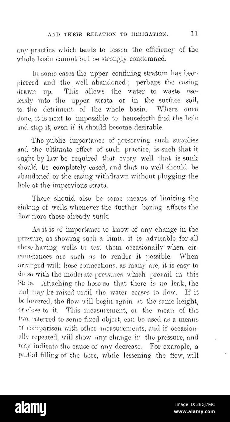 Questo documento del luglio 1891 discute il ruolo dei pozzi artesiani nel sistema di irrigazione del Colorado, esaminando il loro impatto sulle pratiche agricole e sulla gestione idrica nella regione durante quel periodo. Foto Stock