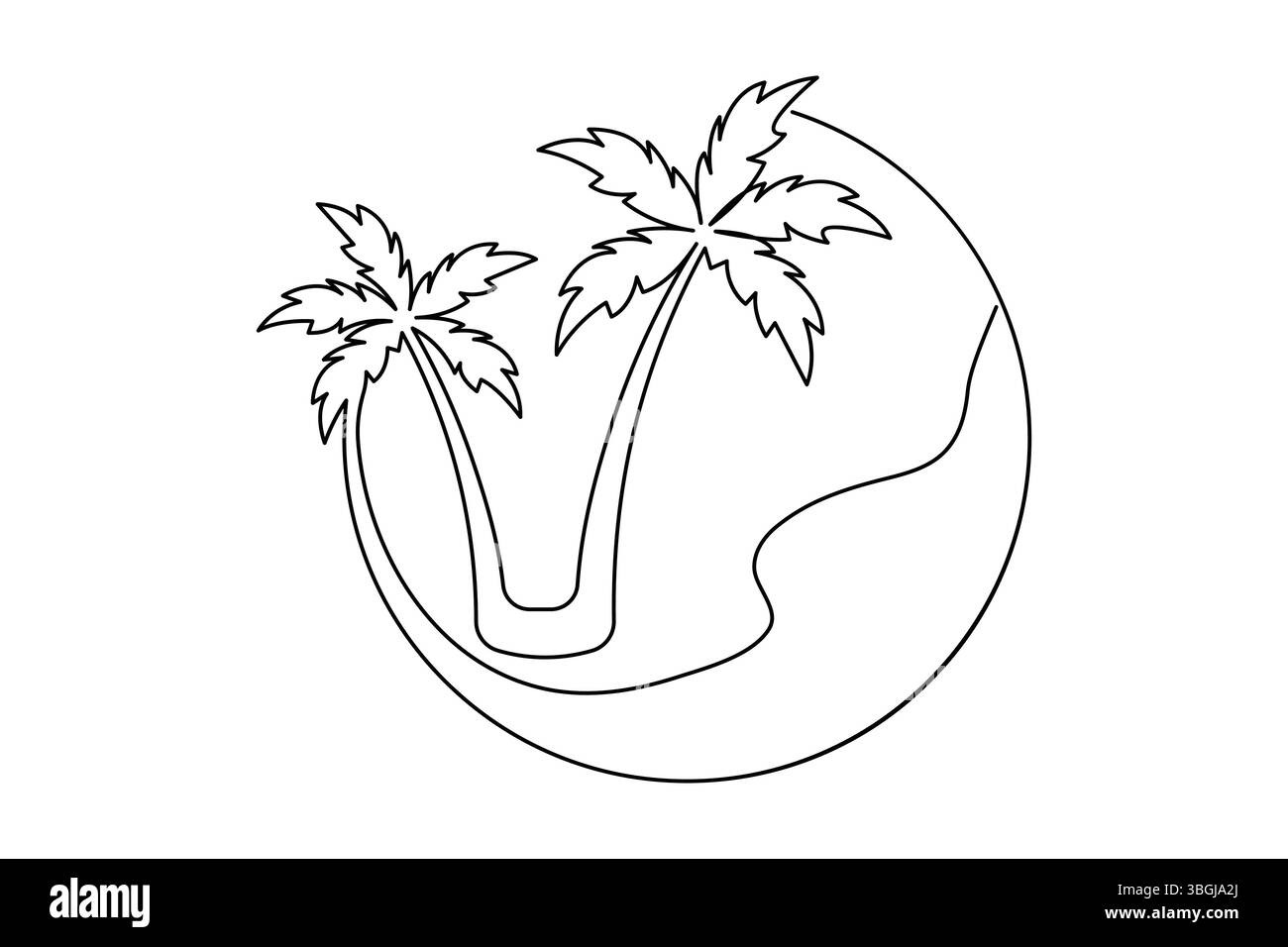Palma una linea disegna un'illustrazione vettoriale minimalista Illustrazione Vettoriale