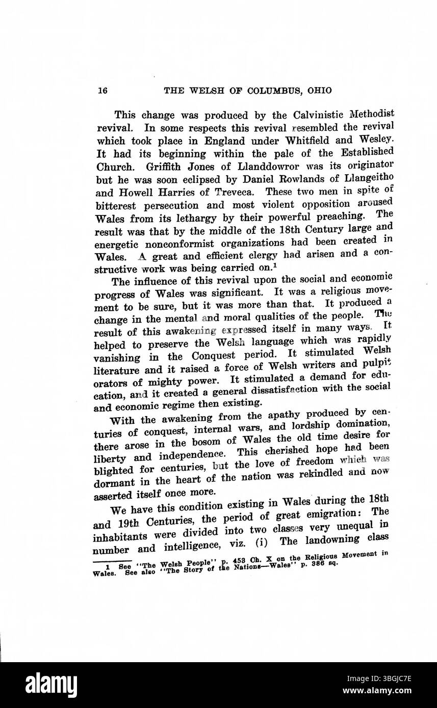 Il reverendo Daniel Jenkins Williams, leader della Chiesa metodista calvinistica gallese di Colombo, servì dal 1907 al 1911. Ha conseguito il dottorato di ricerca presso l'Ohio State University nel 1914. Il suo studio esamina l'assimilazione della comunità gallese a Colombo. Foto Stock