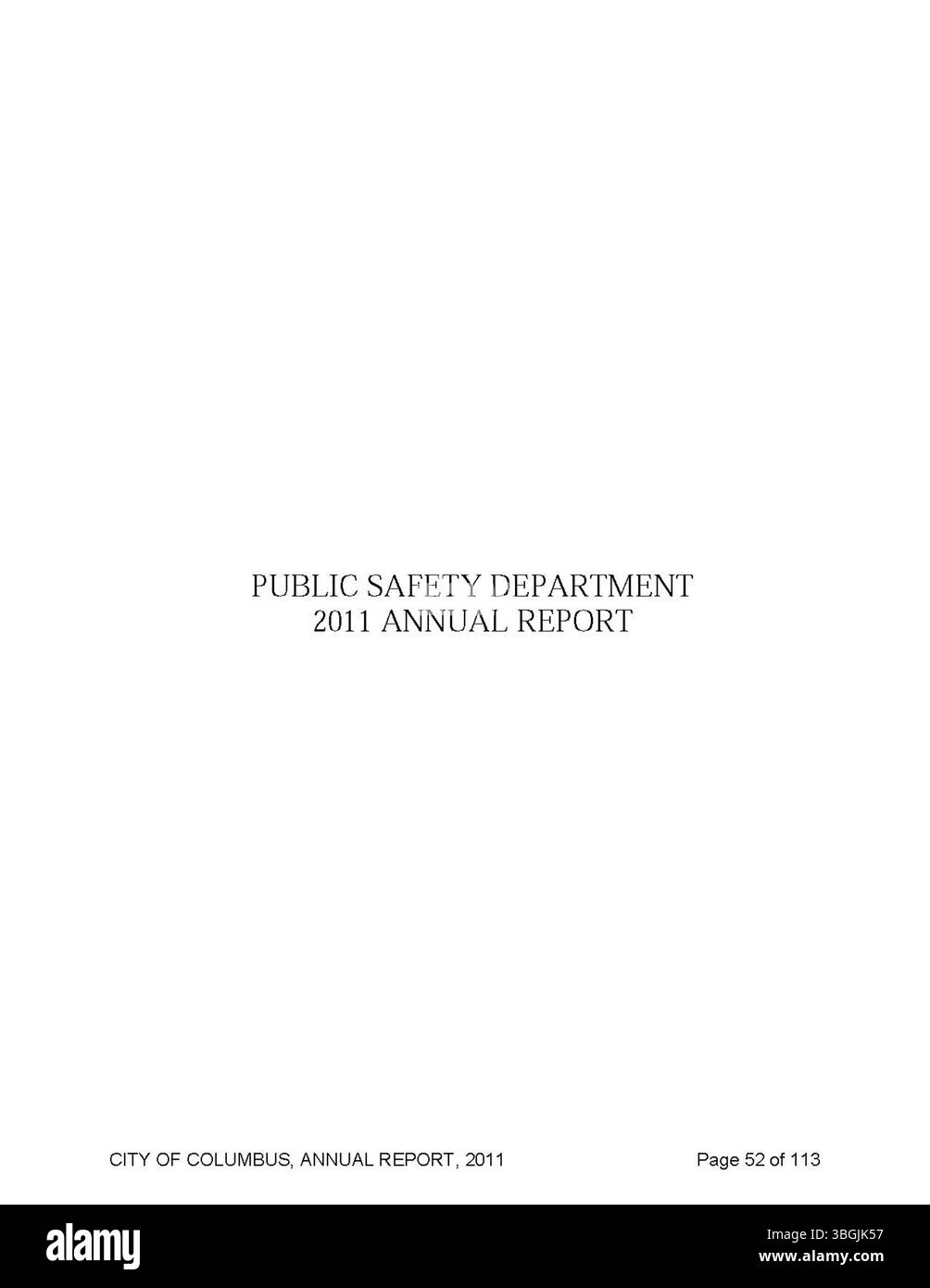 Il rapporto annuale 2011 di Columbus presenta ricevute, esborsi, riepiloghi di bilancio e valutazioni fiscali condotte dal City Clerk, Tesoriere e comitato finanziario. Foto Stock