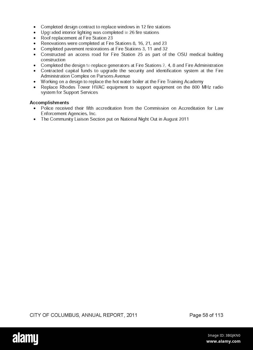 Il rapporto annuale della città di Columbus del 2011, pagina 68, contiene rapporti fiscali che descrivono le entrate e le spese della città, compresi i contributi del City Clerk, del City Treasurer e del comitato Ways and Means. Foto Stock