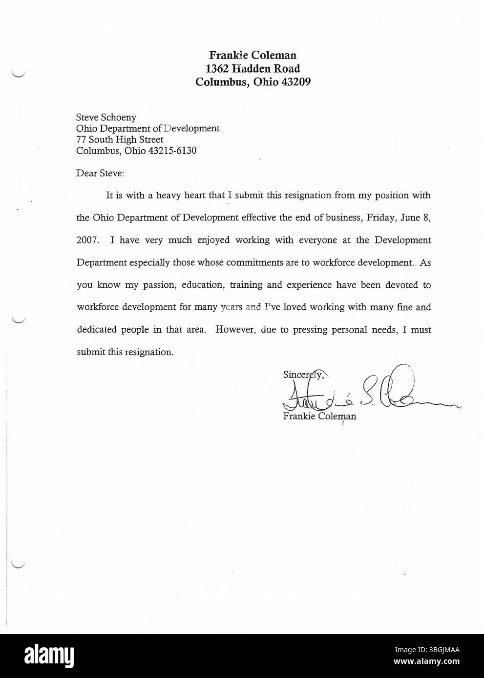 Comunicati stampa dell'ufficio del sindaco Michael Coleman nel 2006, che mostra la sua leadership come primo sindaco afroamericano di Columbus. Il suo mandato durò dal 2000 al 2016, ed è noto per il suo lungo servizio e i suoi contributi allo sviluppo della città. Foto Stock