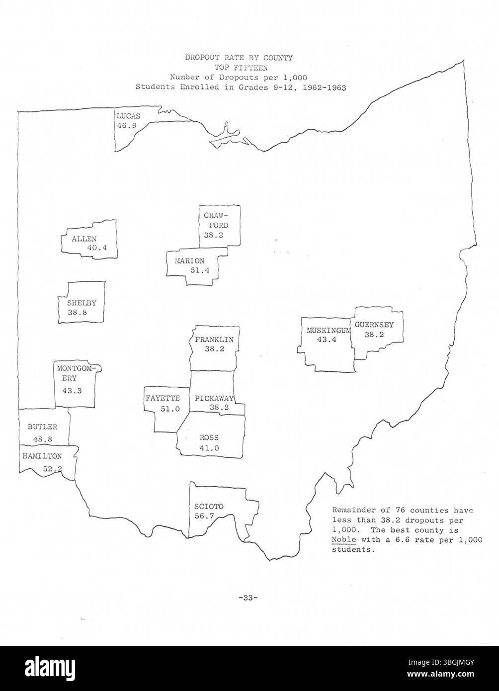 Questo studio del 1964 del United Community Council è stato presentato ai residenti di Columbus e Franklin County per identificare i problemi relativi alla povertà, agli alloggi, all'istruzione e all'assistenza sanitaria. Foto Stock