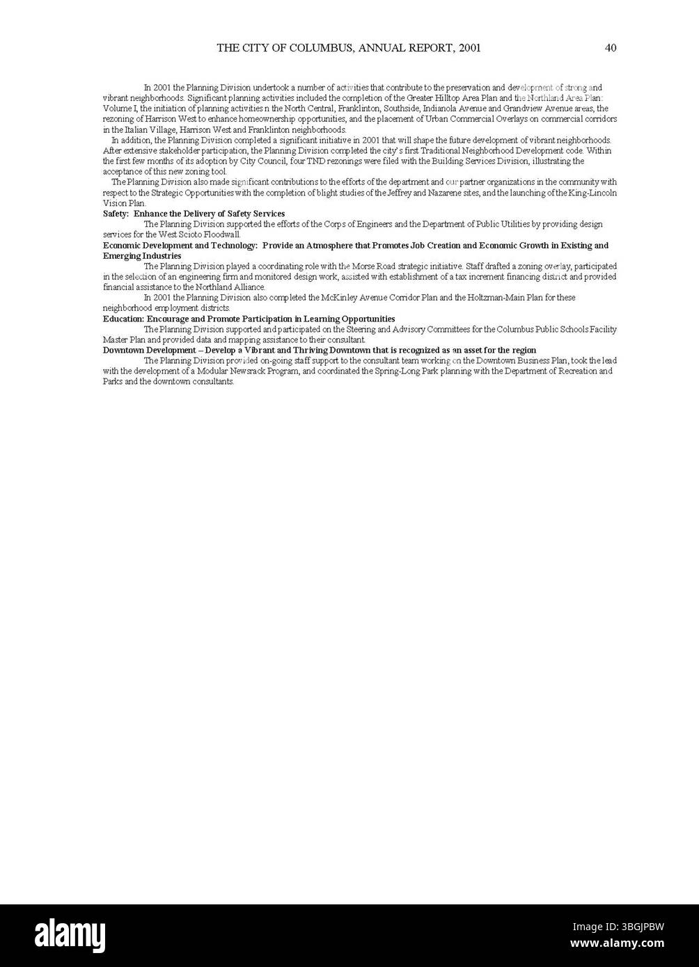 Questa parte del rapporto annuale della città di Columbus del 2001 contiene il riepilogo fiscale dettagliato, compresi i resoconti sulle entrate e le spese del Committee of Ways and Means, del City Clerk e del City Treasurer. Foto Stock