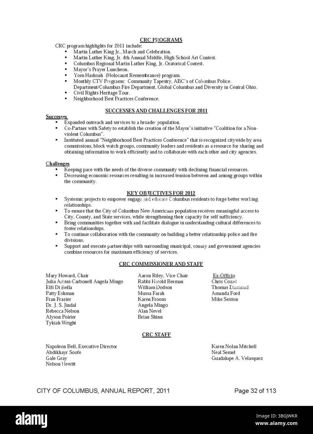 Il rapporto annuale della città di Columbus 2011 include riepiloghi finanziari, delineando le entrate e le spese per l'anno. Presenta relazioni del Committee of Ways and Means, City Clerk e City Treasurer, che offrono una panoramica completa delle attività finanziarie della città e delle decisioni fiscali. Foto Stock