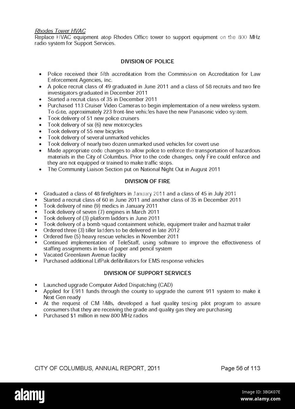 Il rapporto annuale della città di Columbus del 2011 include un riepilogo dettagliato delle entrate e delle spese della città. Presenta relazioni del Committee of Ways and Means, City Clerk e City Treasurer, che illustrano l'attività fiscale dell'anno. Foto Stock