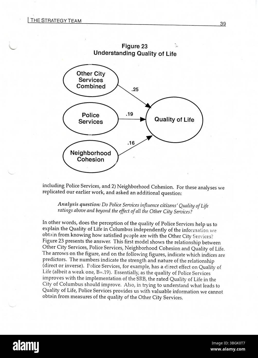 Il programma di polizia della comunità lanciato a Columbus, Ohio, nel 1996, sotto lo Strategic Response Bureau unisce le forze dell'ordine tradizionali con la prevenzione basata sulla comunità. Gli agenti appositamente formati per questo programma collaborano con i cittadini per identificare e mitigare i problemi ricorrenti. Finanziato dal Procuratore generale degli Stati Uniti, il programma richiede valutazioni continue dei processi e dei risultati, inclusi sondaggi di opinione pubblica per misurare gli atteggiamenti della comunità nei confronti della polizia. Foto Stock