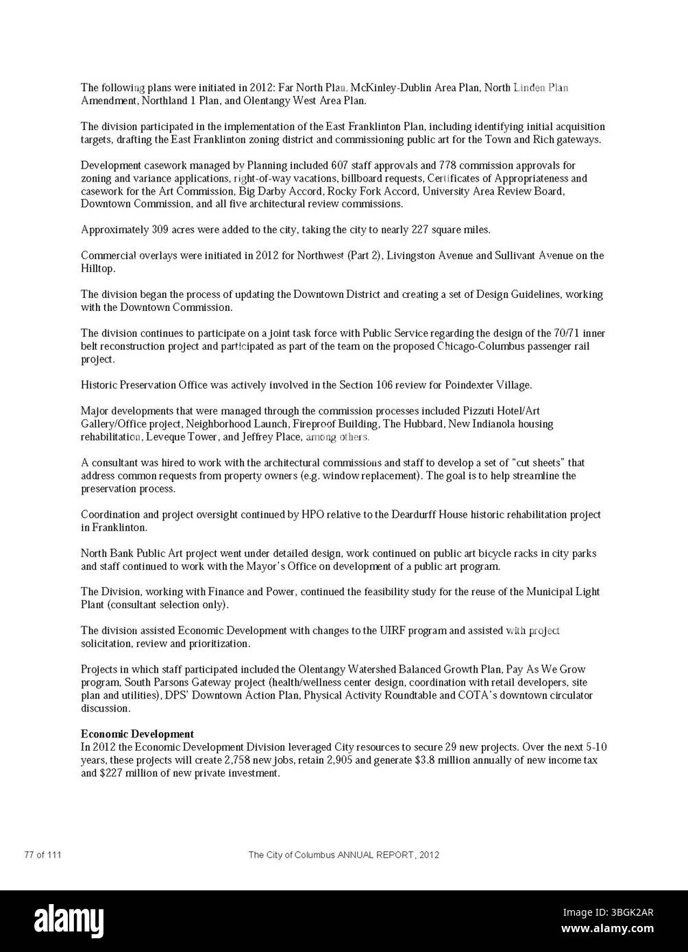 Il Columbus Annual Report 2012 include un riepilogo delle entrate e delle spese della città, con relazioni complete del comitato di modi e mezzi, del City Clerk e del tesoriere della città, evidenziando le decisioni finanziarie e gli aggiornamenti fiscali per l'anno. Foto Stock