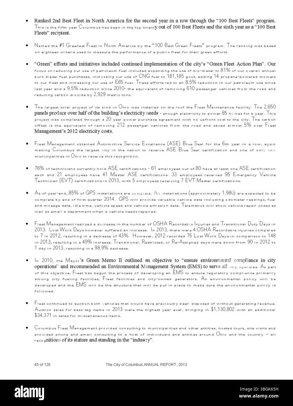 Il Columbus Annual Report 2013 fornisce un resoconto dettagliato delle entrate e delle spese della città. Include relazioni del Tesoriere cittadino, del City Clerk e del Committee of Ways and Means, che garantiscono la trasparenza nella gestione delle finanze cittadine. Foto Stock