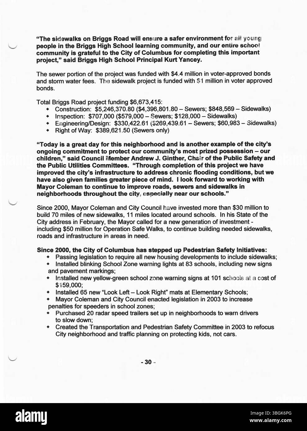 Comunicati stampa del 2006 dell'ufficio del sindaco Michael Coleman, che coprono gli annunci e le azioni chiave durante i suoi quattro mandati come sindaco di Columbus, Ohio. Divenne il primo sindaco afroamericano e in seguito il sindaco più longevo nella storia di Colombo. Il suo lavoro precedente includeva la carica di presidente del Consiglio comunale di Columbus dal 1997 al 1999. Foto Stock