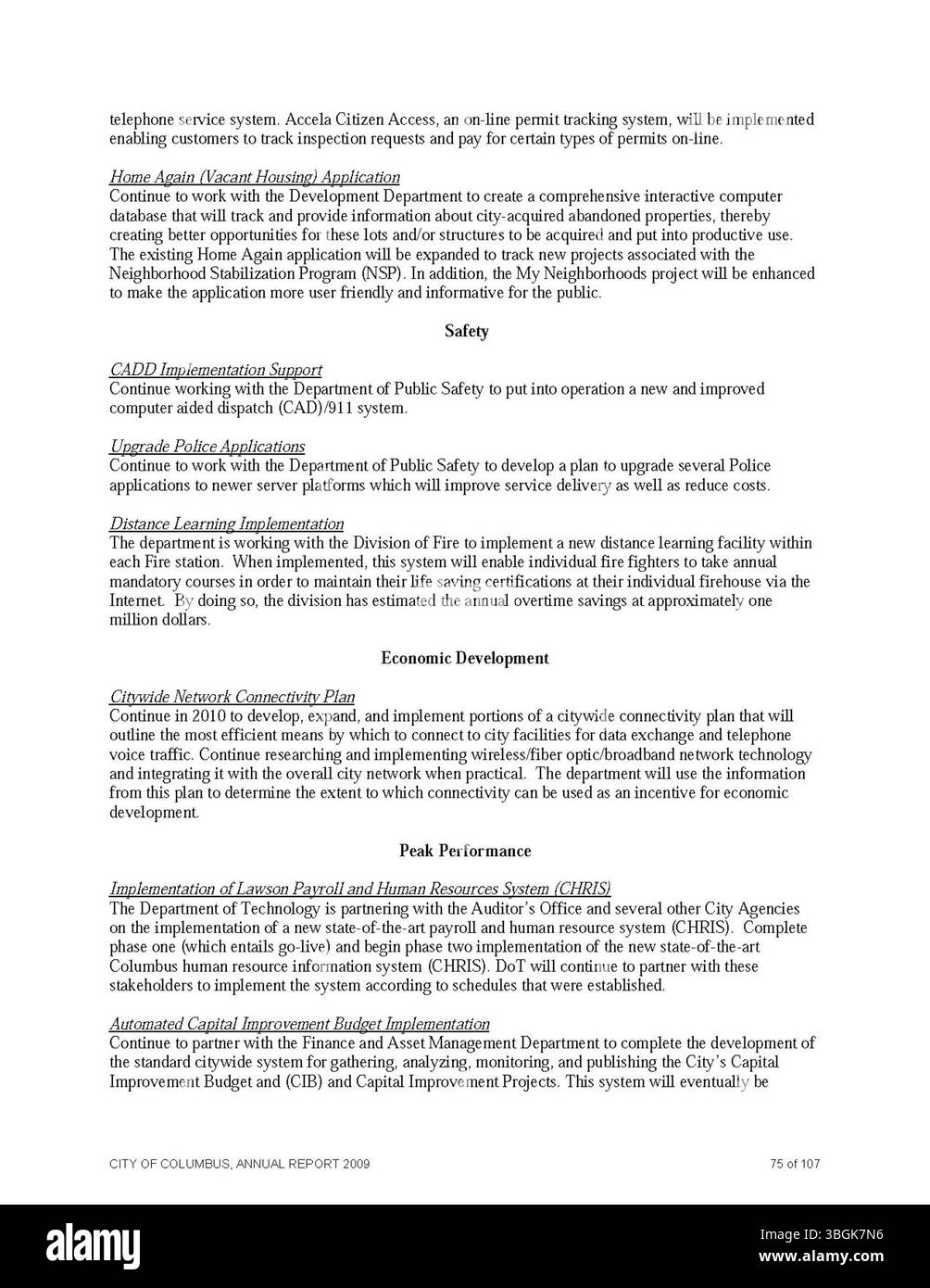 Il rapporto annuale della città di Columbus del 2009 delinea le entrate e le spese per l'anno, insieme alle relazioni del Committee of Ways and Means, del City Clerk e del City Treasurer riguardanti le attività fiscali e le finanze municipali. Foto Stock