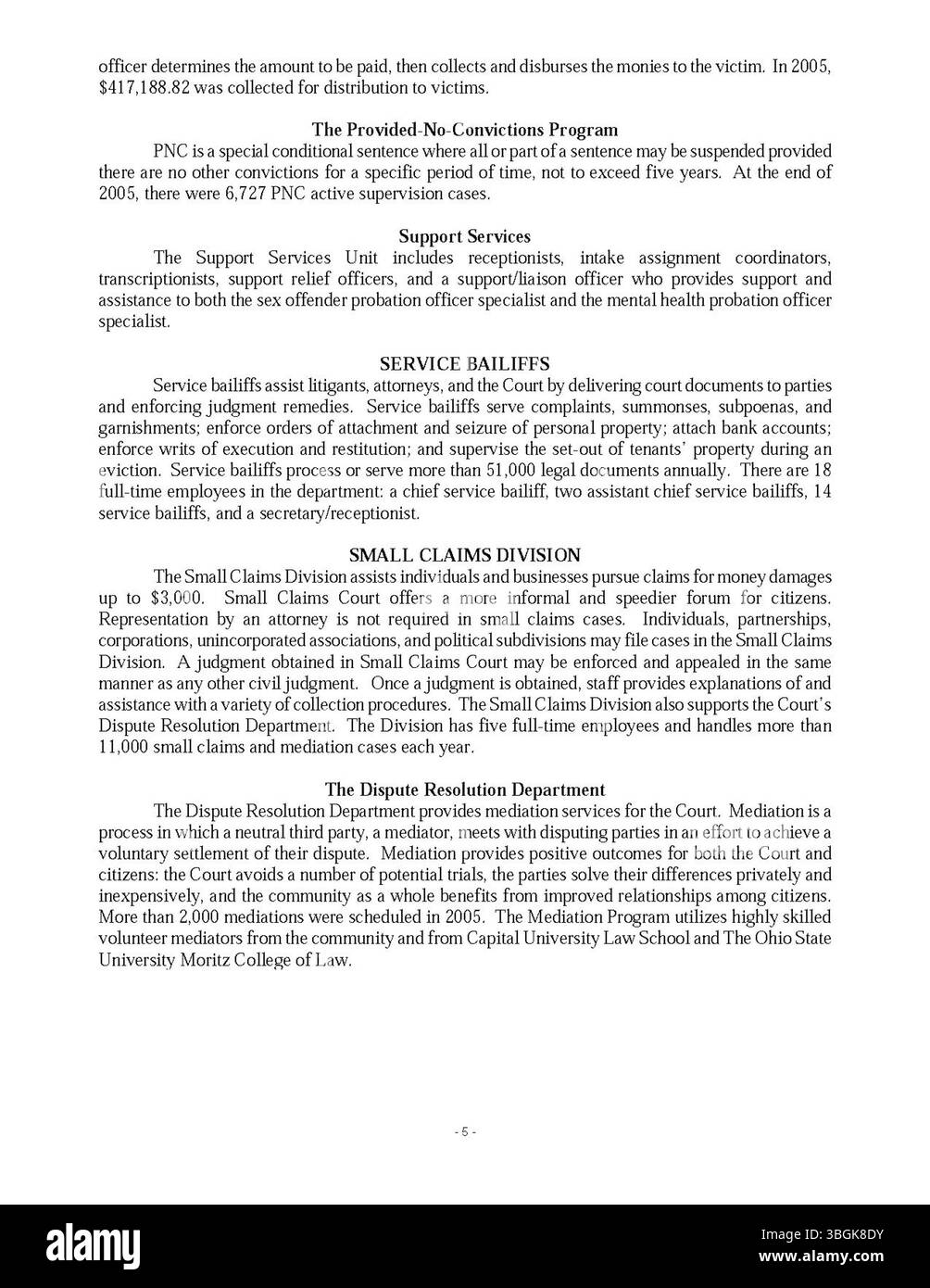 Il 2005 City of Columbus Annual Report include relazioni sulle entrate e le spese della città, insieme ai rendiconti finanziari del Committee of Ways and Means, del City Clerk e del City Treasurer. Offre una panoramica completa dei processi di gestione fiscale e di bilancio pubblico della città. Foto Stock