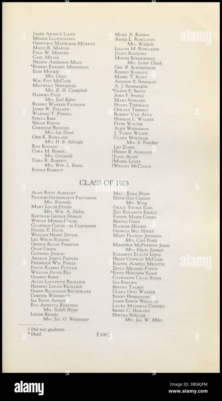 Columbus High School History 1847–1910 è un record del 1910 con elenchi di laureati dal 1851 al 1910 e biografie di insegnanti e dirigenti amministrativi del passato. Foto Stock