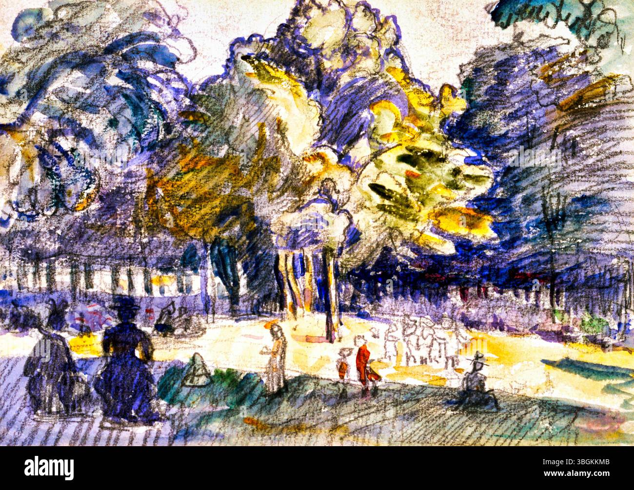 Studio per "le Ranelagh" di Henri-Edmond Cross, 1899 – Neo-Impressionist Pointillist Sketch, Public Domain, High Resolution fine Art Print Foto Stock