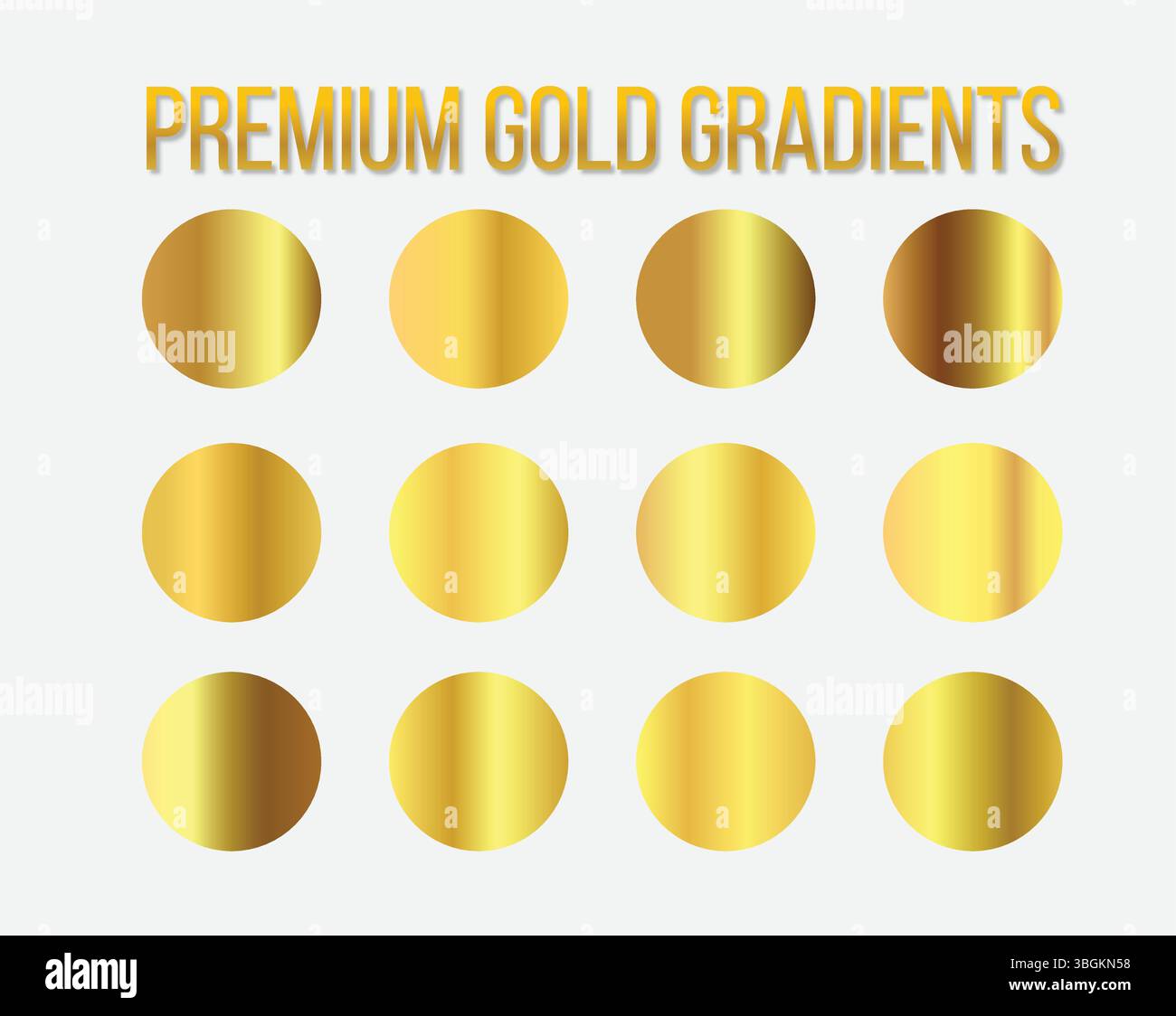 Set vettoriale cerchi in oro sfumato premium per la progettazione grafica e l'uso di web design, Golden Palettes Illustrazione Vettoriale
