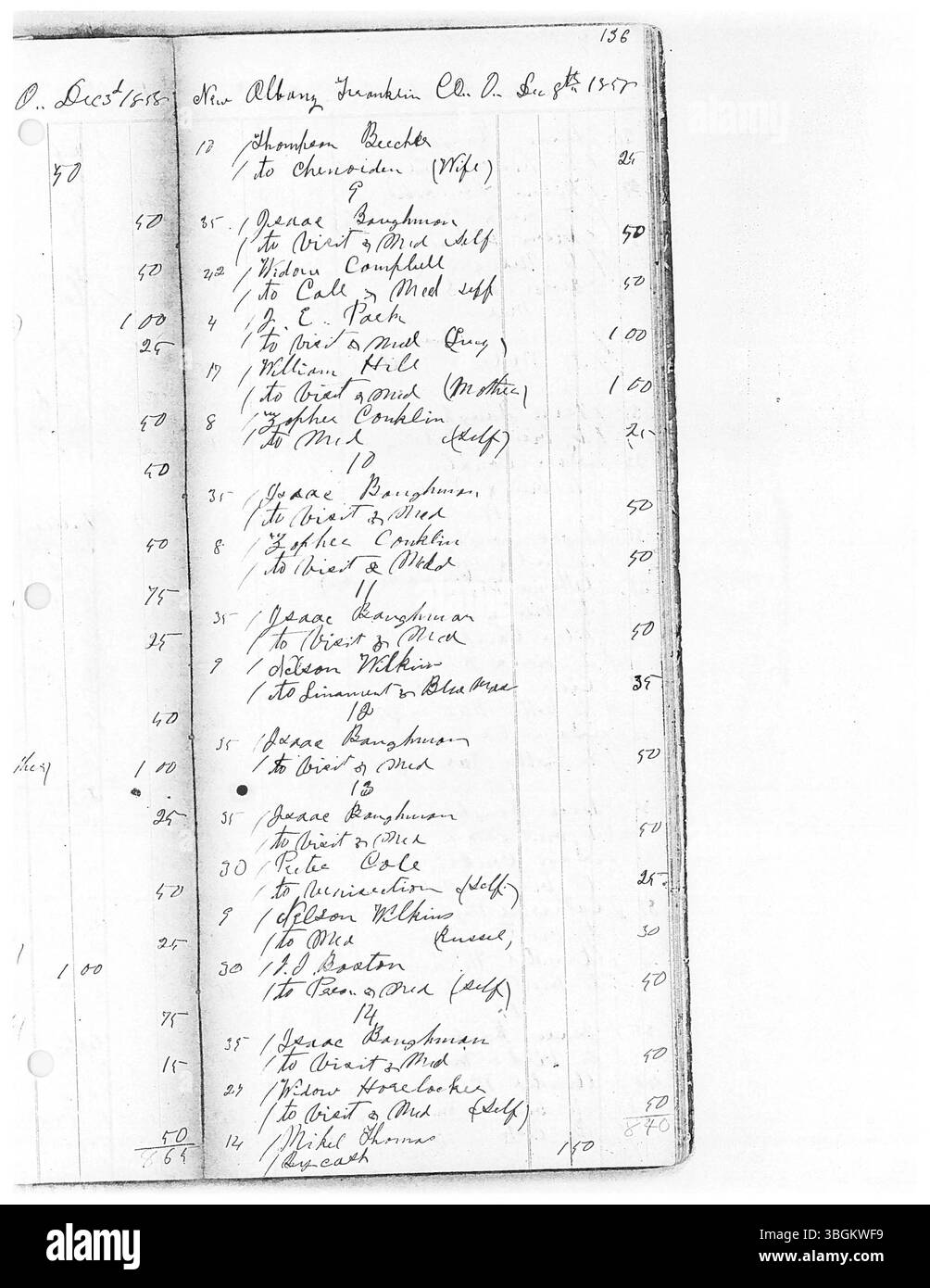 Il libro del dottor Ranney, tenuto nel 1859, offre un'importante documentazione storica del suo ruolo di medico dell'Ohio centrale. Il giornale descrive in dettaglio i servizi medici che ha fornito in diverse contee dell'Ohio, riflettendo la vita di un medico dedicato durante l'era della guerra civile. Foto Stock