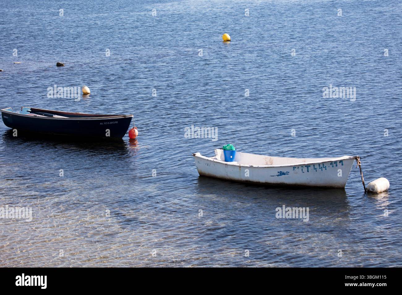 Playa Barnuevo, boats, IDLE, Santiago de la Ribera, Mar Menor, regione autonoma di Murcia, Spagna, Foto Stock