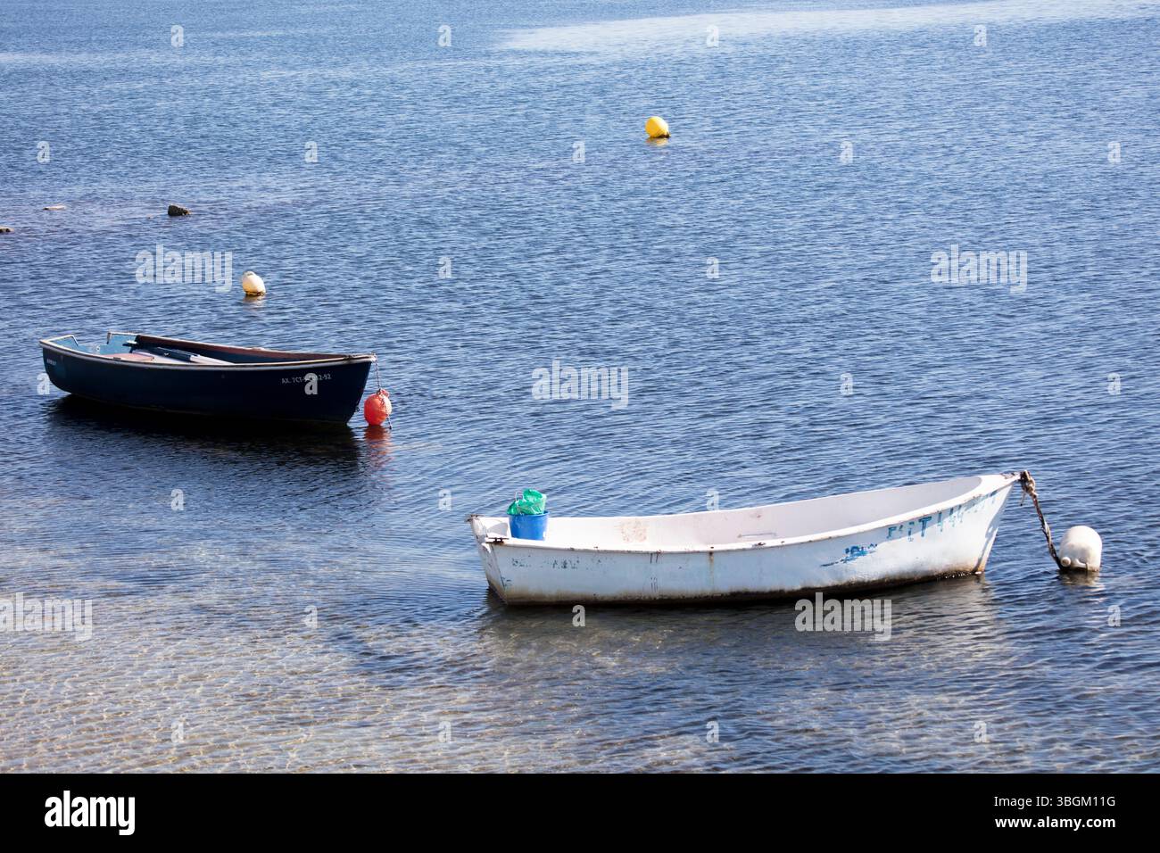 Playa Barnuevo, boats, IDLE, Santiago de la Ribera, Mar Menor, regione autonoma di Murcia, Spagna, Foto Stock