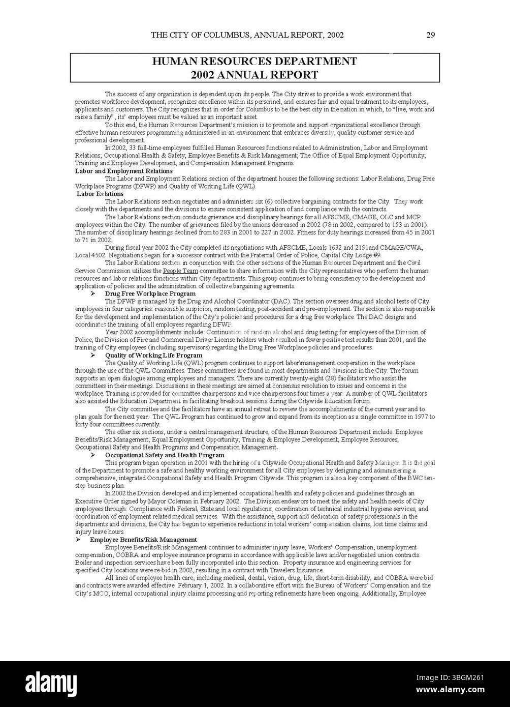 Il rapporto annuale della città di Columbus del 2002 delinea le entrate e le spese della città, insieme ai rapporti del Committee of Ways and Means, del City Clerk e del City Treasurer, descrivendo in dettaglio le operazioni fiscali e la trasparenza finanziaria. Foto Stock