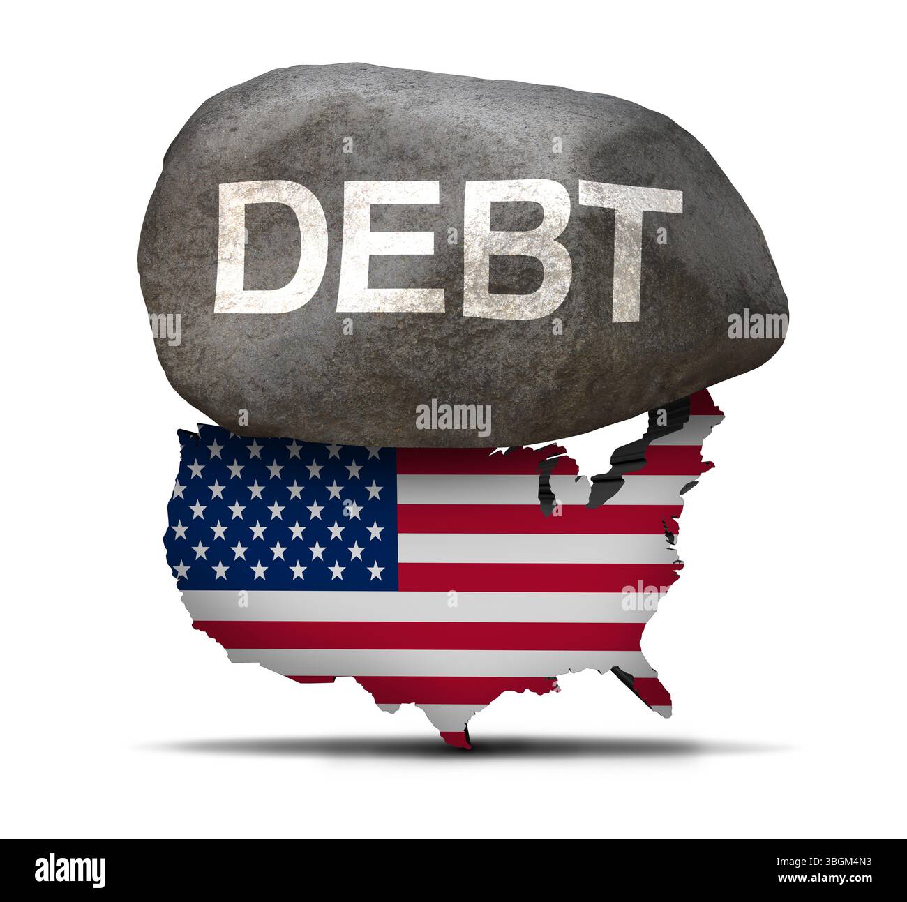 Crisi del debito DEGLI STATI UNITI pressione finanziaria e stress emotivo delle preoccupazioni monetarie e rallentamento delle imprese come concetto economico americano causato dal fardello Foto Stock