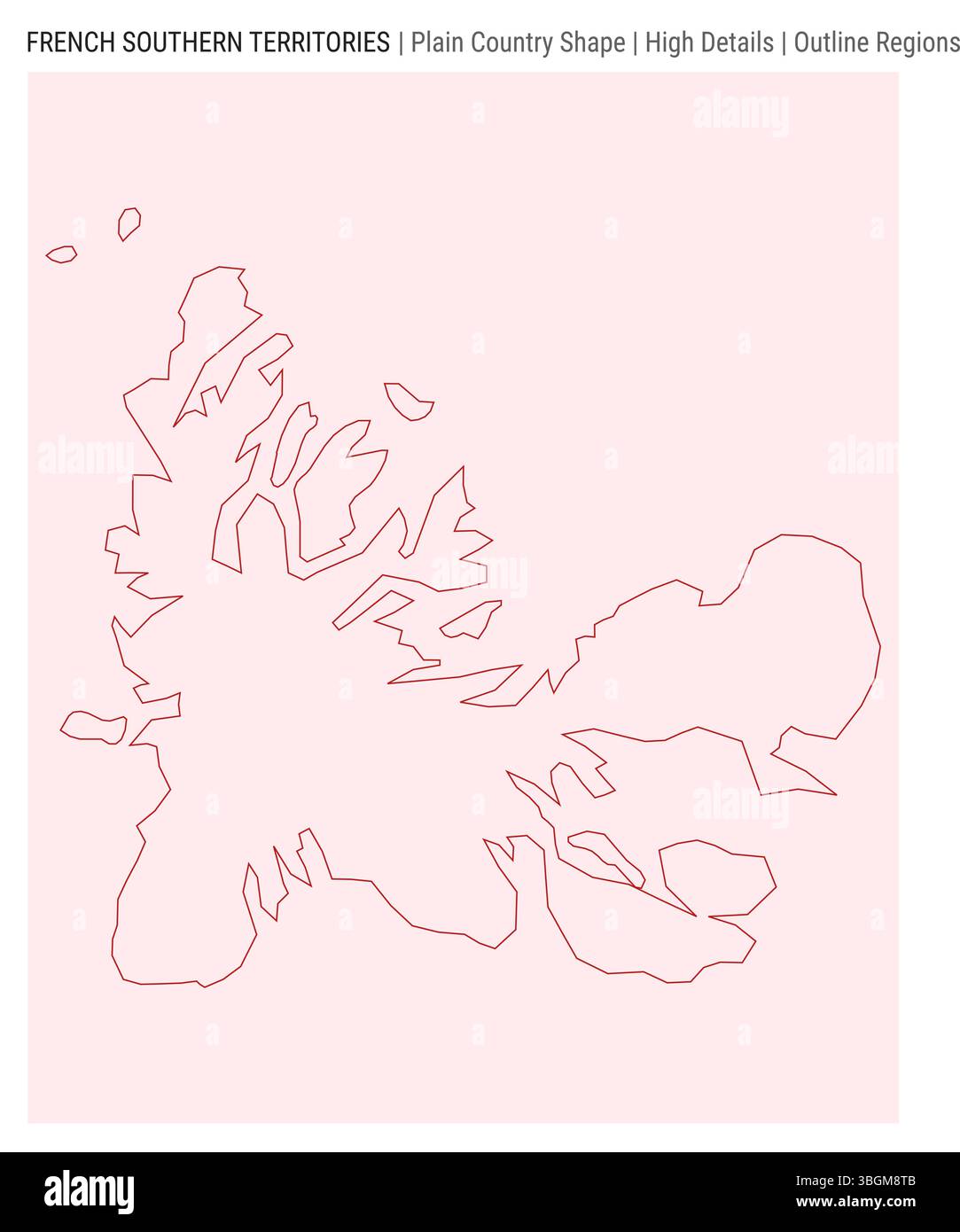 Mappa del paese della pianura TAAF. Dettagli alti. Stile regioni contorno. Forma del TAAF. Illustrazione vettoriale. Illustrazione Vettoriale