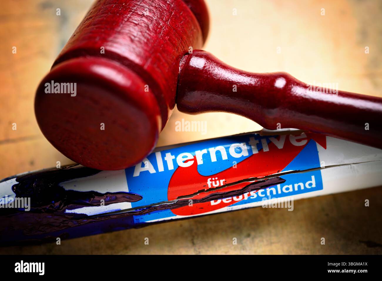 Il martelletto del giudice sulle penne elettorali dopo la guerra, l'Ufficio federale per la protezione della Costituzione classifica l'AfD come estremista di destra con certezza Foto Stock