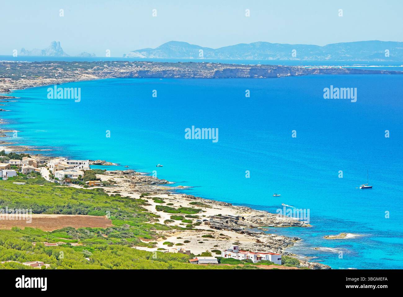 Isola di Formentera, vista dall'alto, Formentera, isole Baleari, Spagna Foto Stock