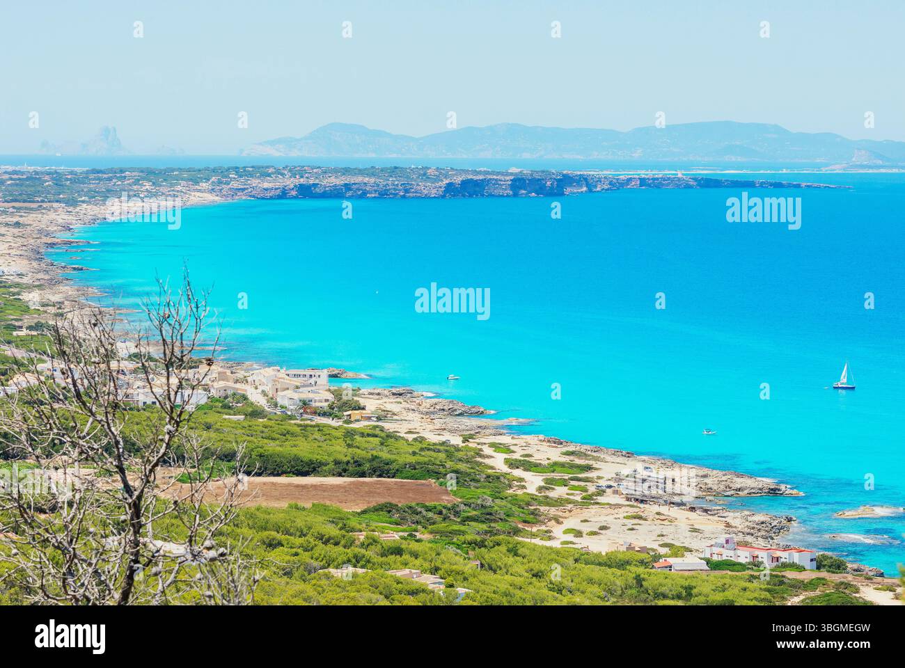 Isola di Formentera, vista dall'alto, Formentera, isole Baleari, Spagna Foto Stock