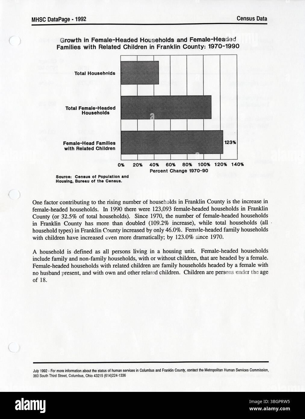 Pagina 31 del 1995 DataIndex fornisce indicatori dei servizi sociali sviluppati dalla Columbus Metropolitan Human Services Commission per guidare le agenzie di servizi sociali nella contea di Franklin. Gli indicatori supportano report personalizzati su problemi, servizi ed esigenze della comunità. Foto Stock