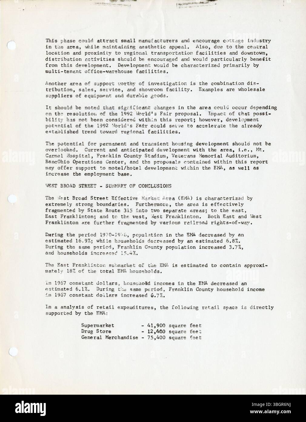 I registri delle riunioni del luglio 1980 mostrano che la Franklinton area Commission coordina gli sforzi tra residenti locali, sviluppatori e governo della città per gestire i problemi di pianificazione urbana e le iniziative di sviluppo della comunità. Foto Stock
