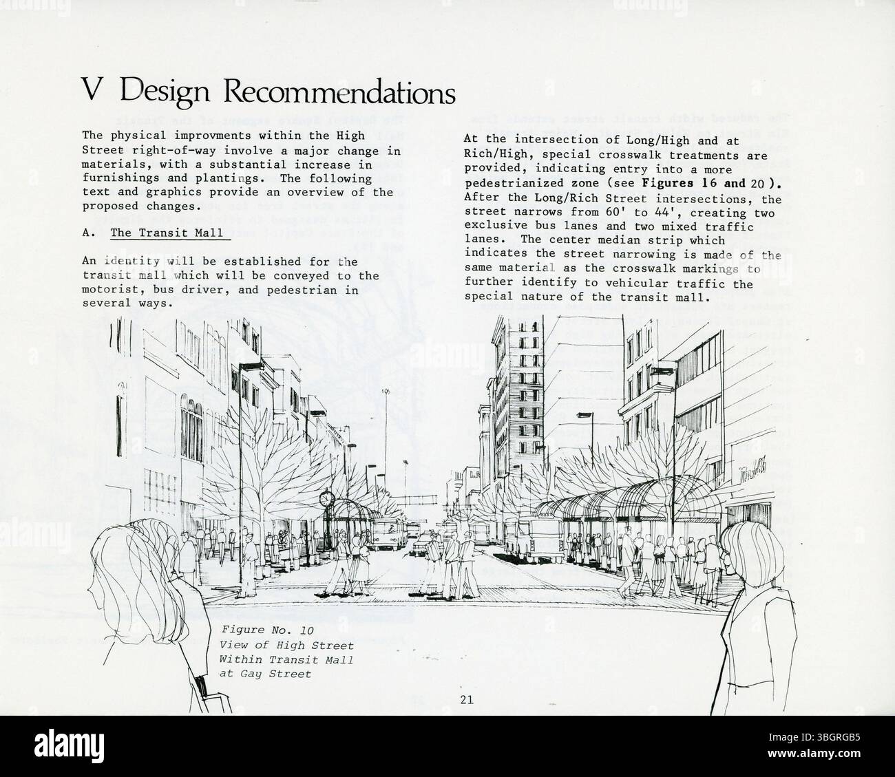 L'High Street Development Standards: Downtown Final Report (1979) discute i risultati degli studi sul traffico e le opzioni di finanziamento proposte per lo sviluppo urbano lungo il corridoio High Street di Columbus. Foto Stock