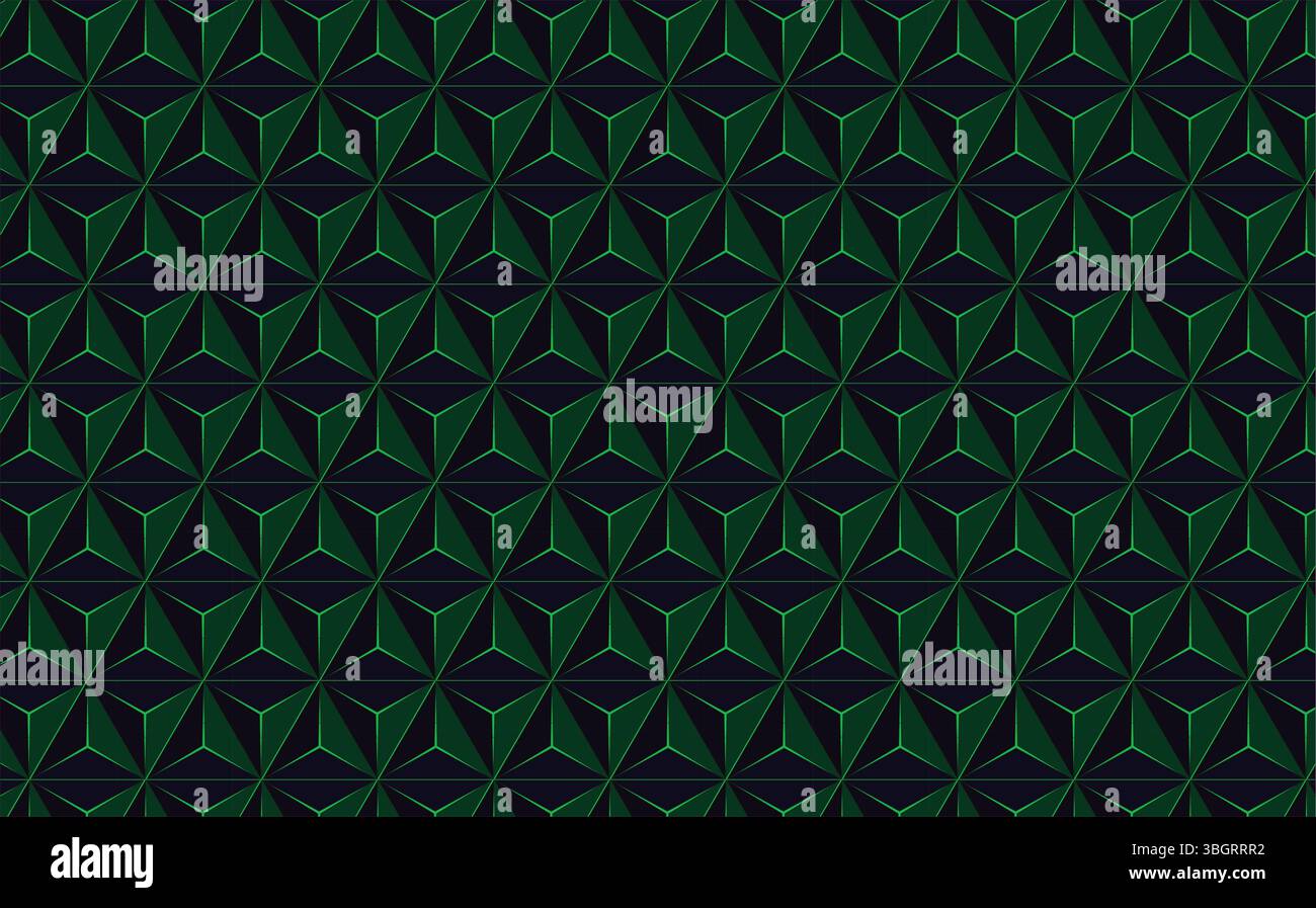 Sfondo vettoriale a griglia triangolare senza cuciture verde scuro e blu con sottile effetto profondità per un design futuristico Illustrazione Vettoriale Sfondo vettoriale a griglia triangolare senza cuciture verde scuro e blu con sottile effetto profondità per un design futuristico Illustrazione Vettoriale